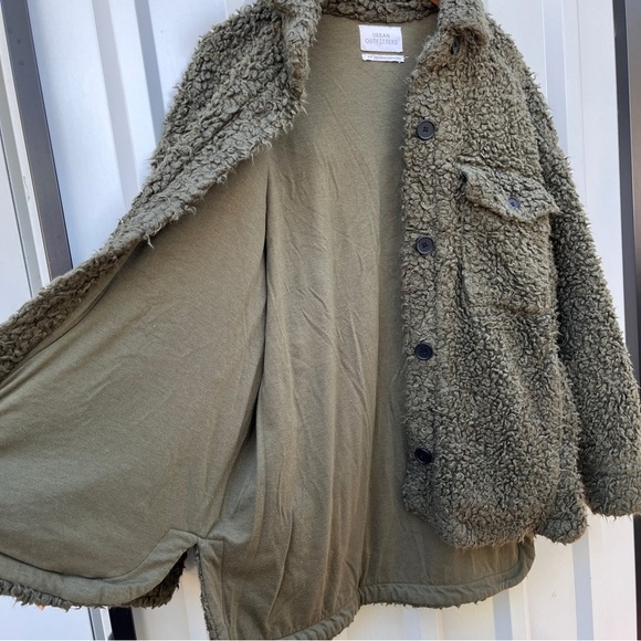 Urban Outfitters Palmer Sherpa Shirt Jacket Sweater Green Womens Small S - Picture 6 of 16